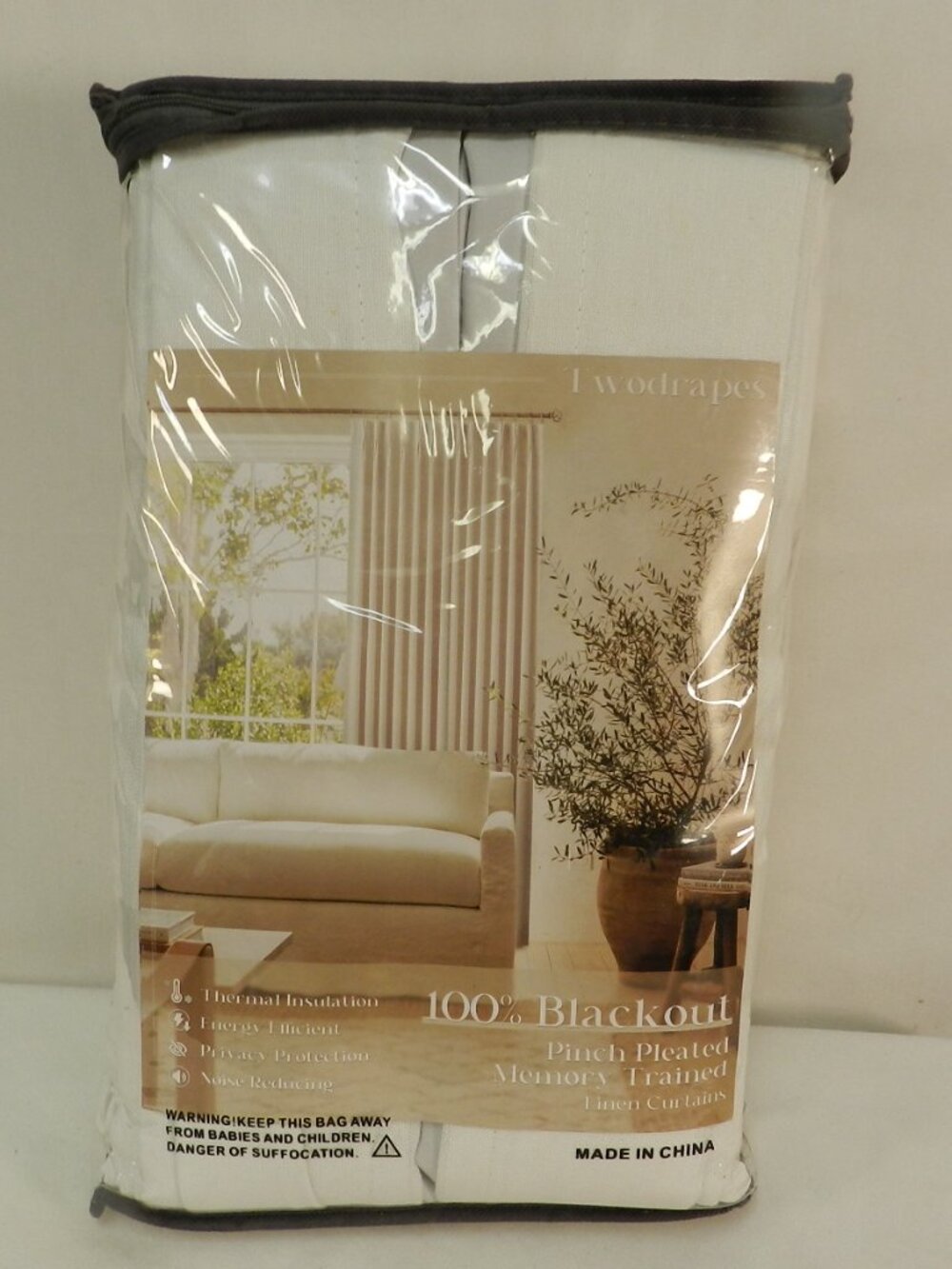 DriftAway Striped Blackout Curtains Drapes 2 layers white gray W54 x L52 NEW